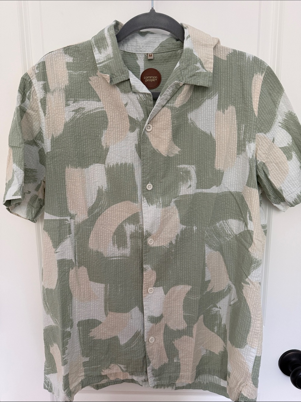 Common People Sage & Cream Short Sleeve Button-Down Shirt